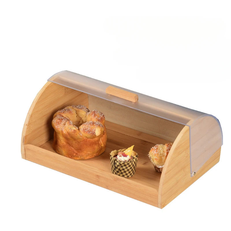 Food Storage Acrylic Containers - Bamboo Bread Box with Acrylic Transparent