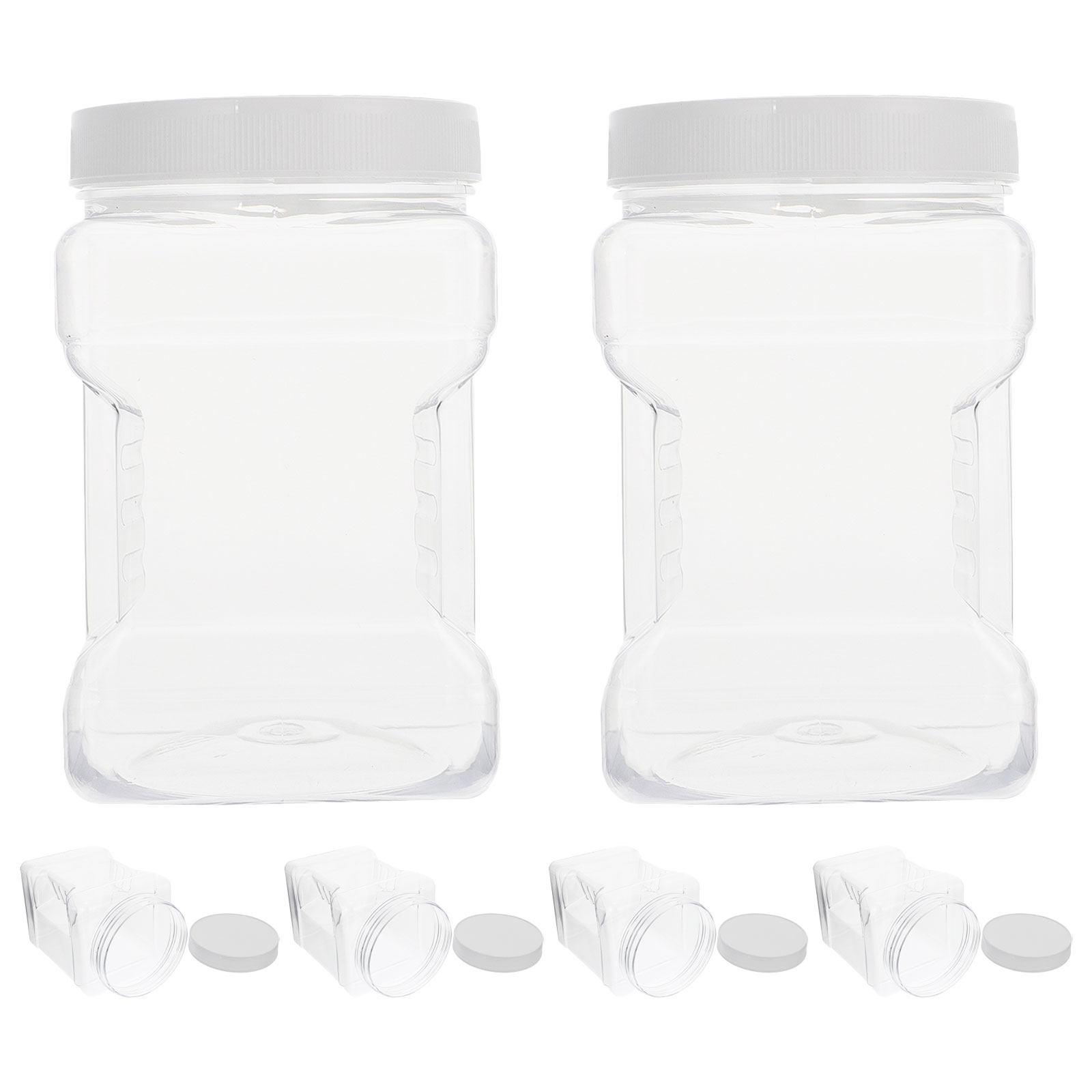 Food Storage And Container - 6Pcs Transparent Square Canisters Plastic Storage