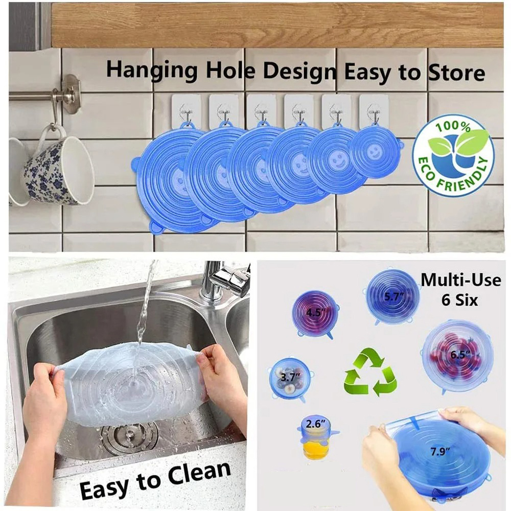 Silicone Stretch Lid - 6PCS Useful Reusable Fresh-keeping Cover Kitchen