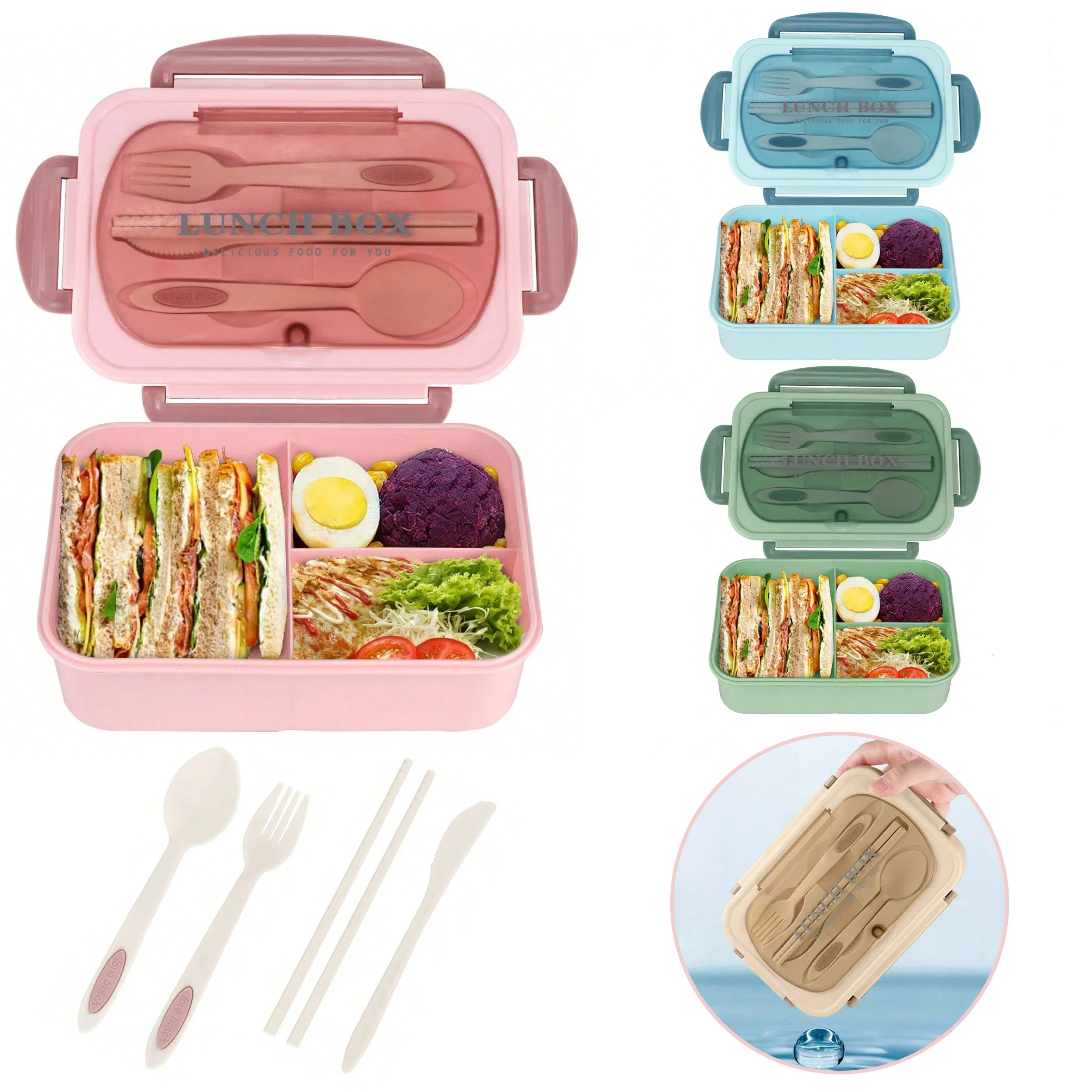 Food Storage Drawer Organizer - Adult Bento Box with 3 Compartments