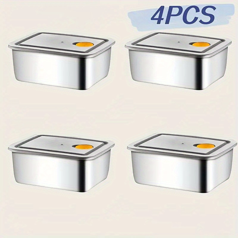Food Storage Freezer Containers - 4pc Stainless Steel Food Storage Containers