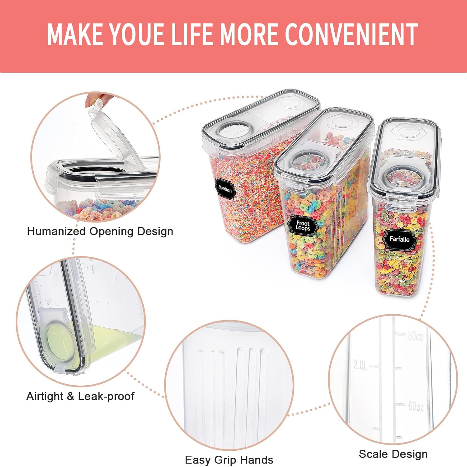 2.5L Cereal Storage Containers - огляд і ціна Food Storage Acrylic Containers