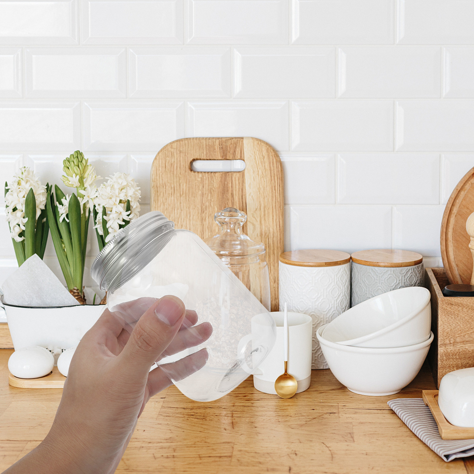 4Pcs Clear Plastic Jars with A - огляд і ціна Food Storage With Lids
