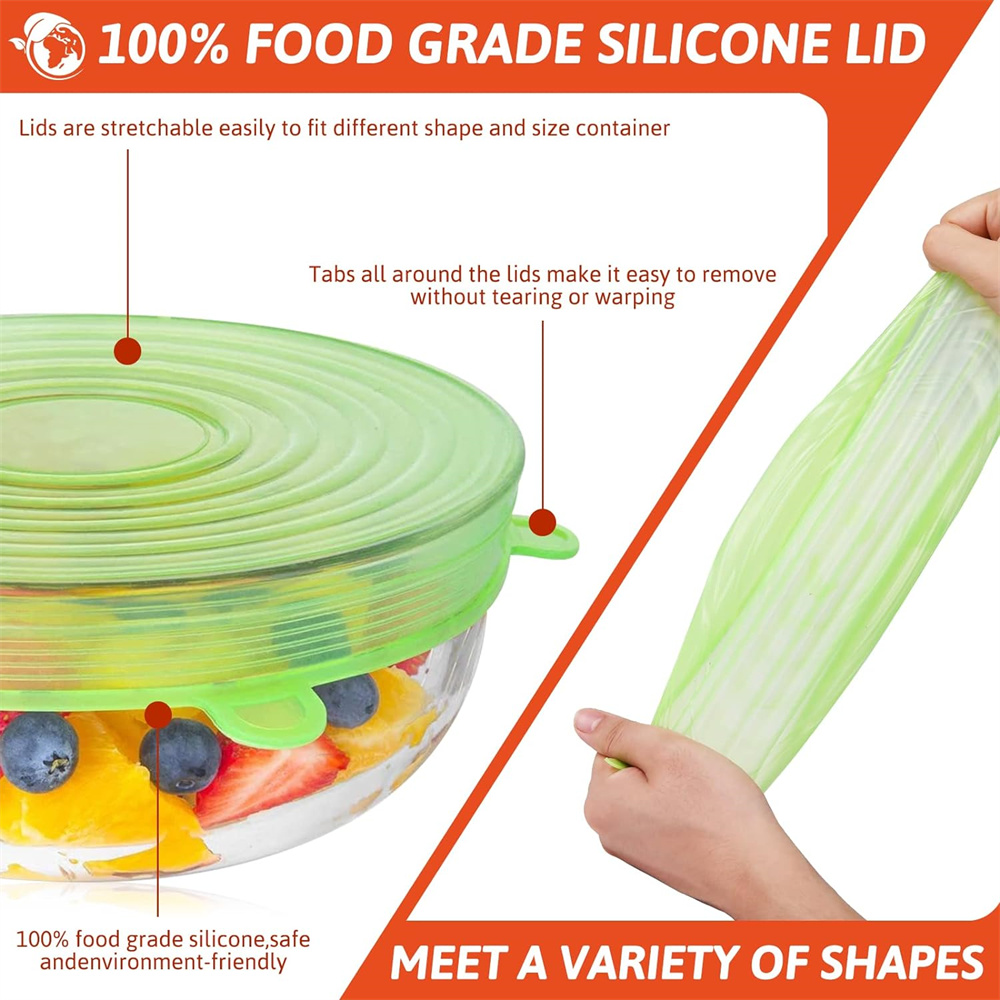 6Pcs Food Grade Silicone Prese - огляд і ціна Silicone Stretch Lid