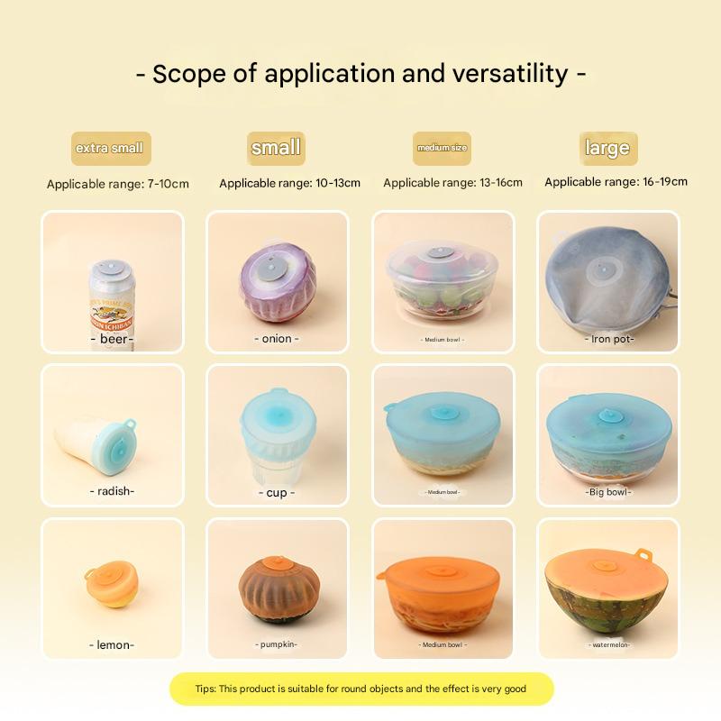 4Pcs/Set Silicone Fresh-keepin - огляд і ціна Silicone Stretch Lid