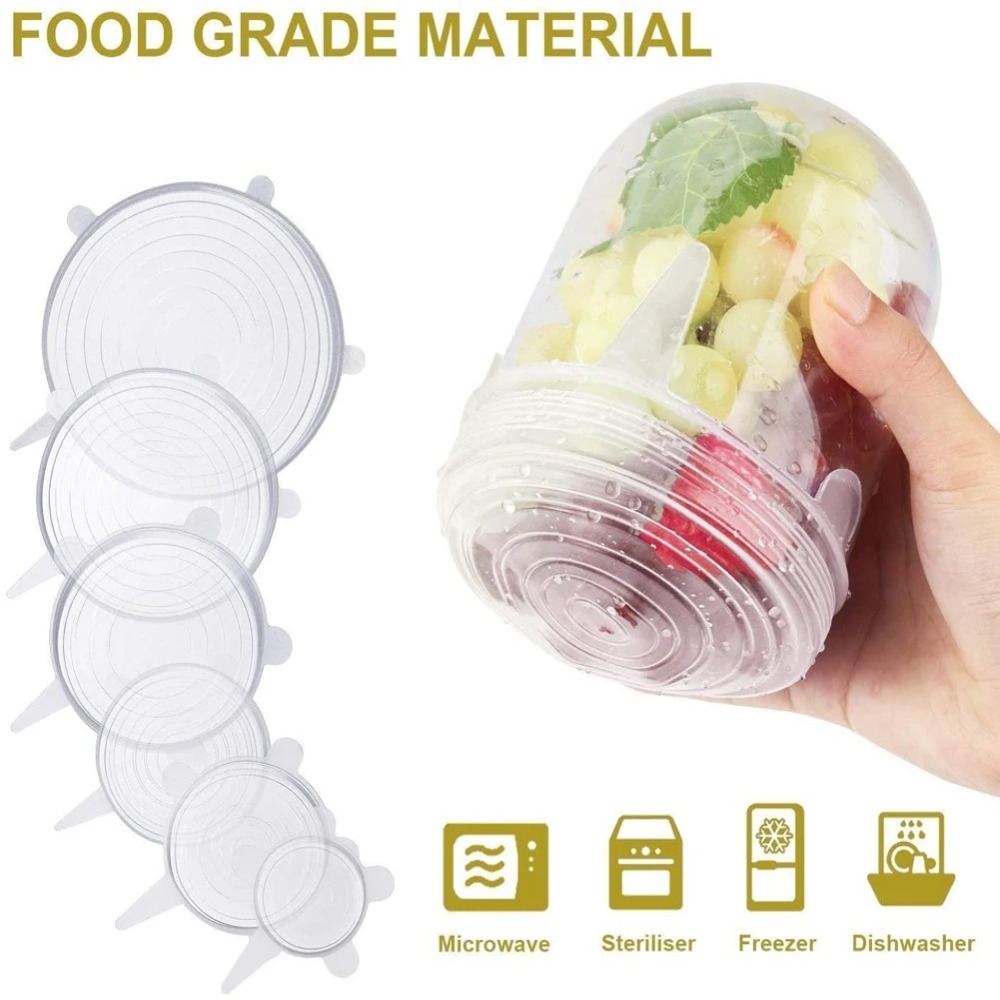 6PCS Useful Reusable Fresh-kee - огляд і ціна Silicone Stretch Lid