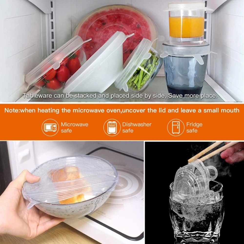 6PCS Food Reusable Fresh-keepi - огляд і ціна Silicone Stretch Lid