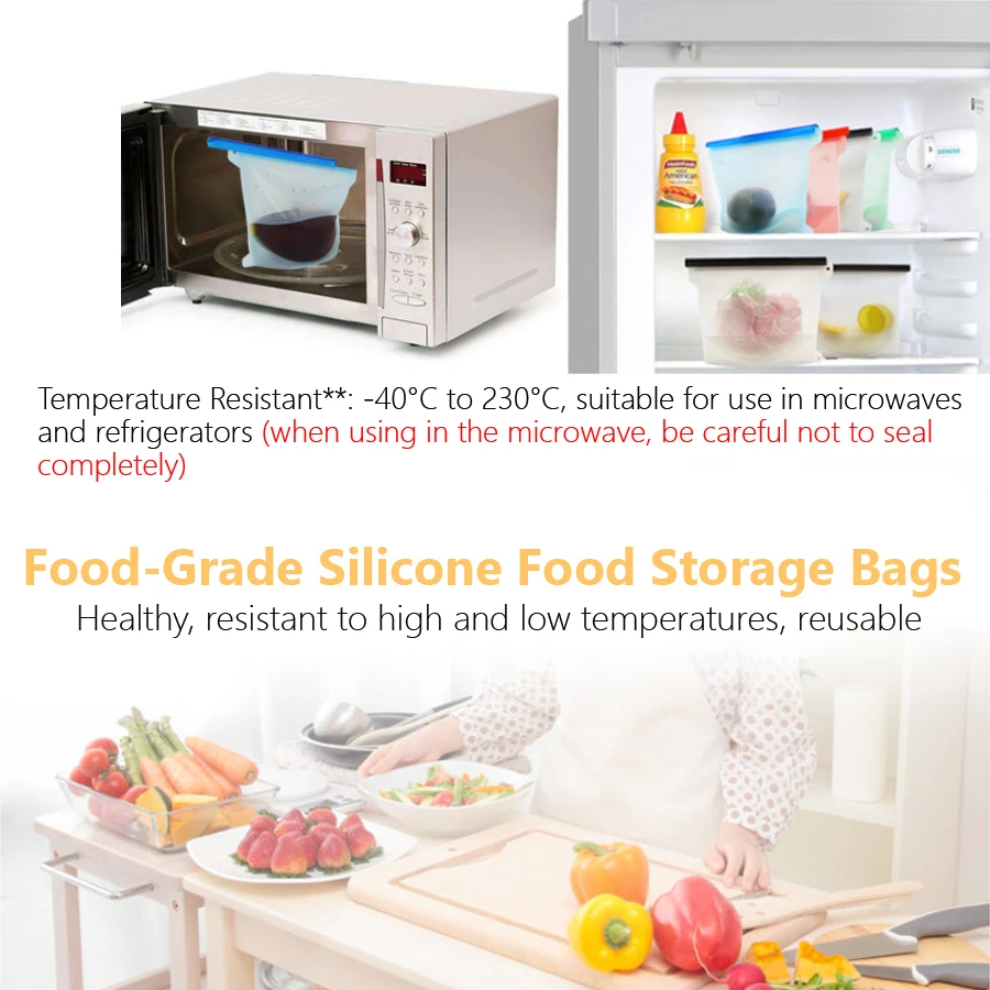 1000ml Reusable Silicone Food  - огляд і ціна Food Storage Silicone Bags