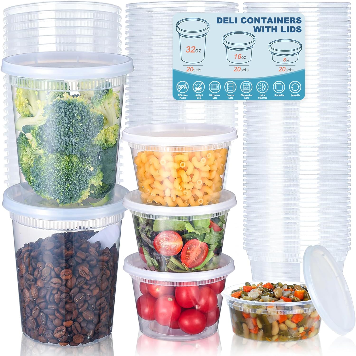 24pcs Deli Food Storage Contai - огляд і ціна Food Storage Freezer Containers
