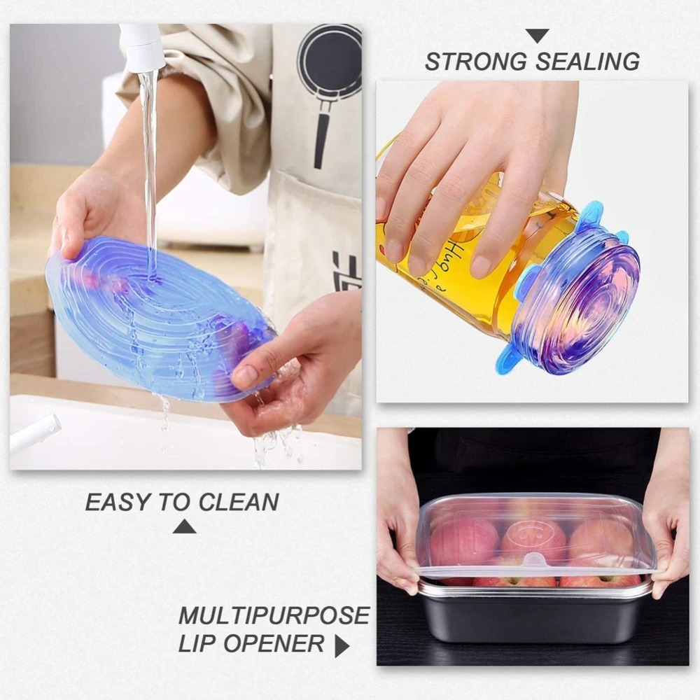 6PCS Useful Reusable Fresh-kee - огляд і ціна Silicone Stretch Lid
