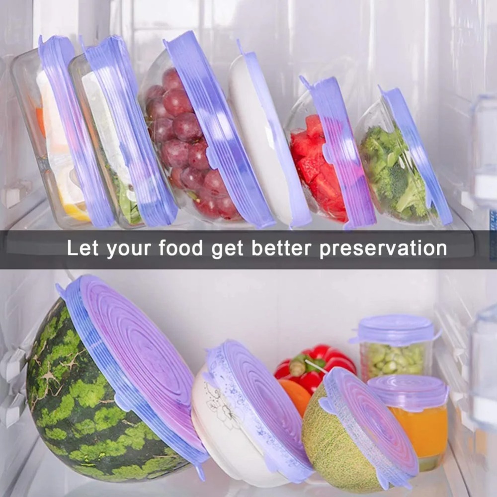 6PCS Useful Reusable Fresh-kee - огляд і ціна Silicone Stretch Lid