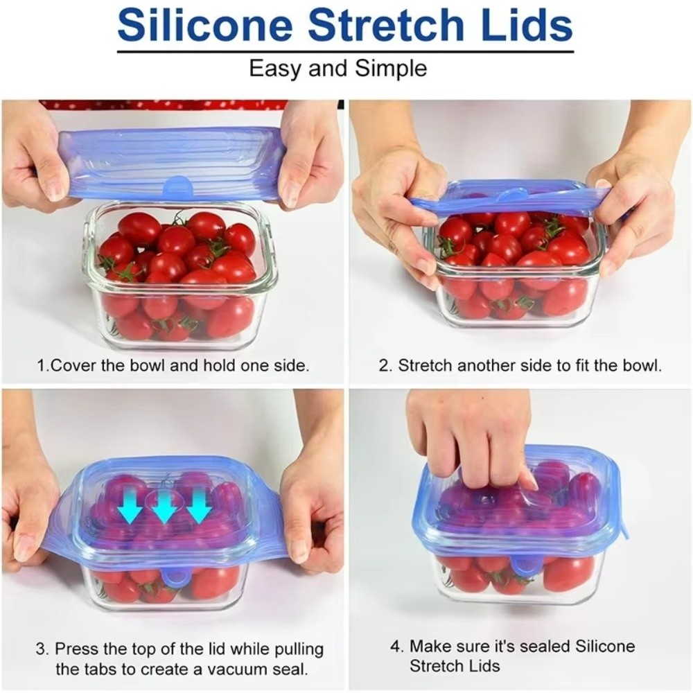 6PCS Useful Reusable Fresh-kee - огляд і ціна Silicone Stretch Lid