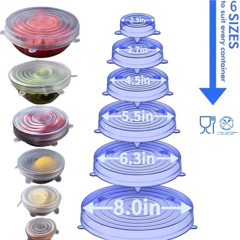 1/2set Reusable Silicone Cover - огляд і ціна Silicone Stretch Lid